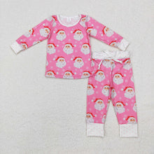 Load image into Gallery viewer, Baby Girls Santa Pink Christmas Bamboo Pajamas Clothes Sets
