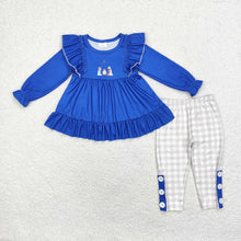 Load image into Gallery viewer, Baby Girls Blue Christmas Nativity Tunic Top Legging Clothes Sets

