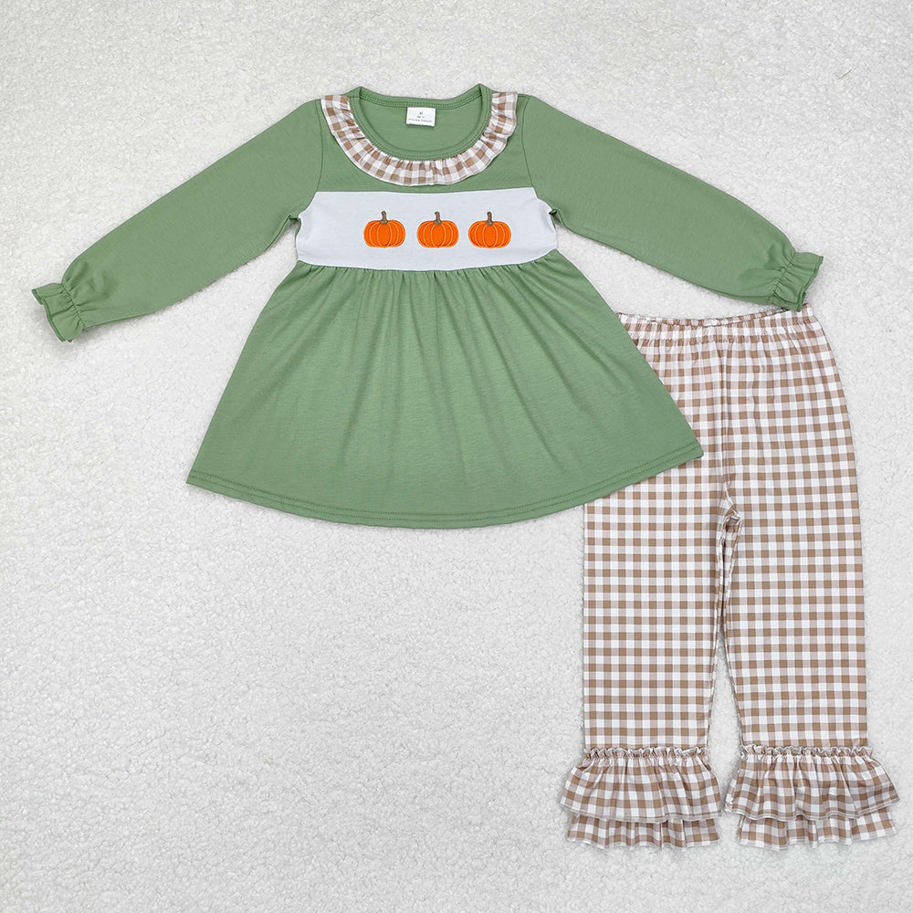 Baby Girls Halloween Pumpkins Tunic Top Ruffle Pants Clothes Sets