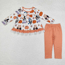 Load image into Gallery viewer, Baby Girls  Halloween Dog Pumpkin Flowers Tunic Legging Clothes Sets
