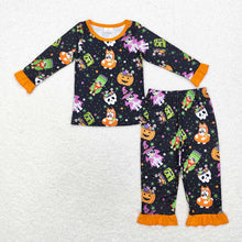 Load image into Gallery viewer, Sibling Baby Boys Halloween Dog Pumpkins Rompers Pajamas
