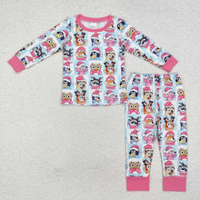 Load image into Gallery viewer, Sibling Baby Girls Christmas Dogs Pink Rompers Pajamas
