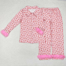 Load image into Gallery viewer, Family Mommy and Me Baby Girls Western Pink Boots Fur Pajamas Rompers
