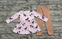 Load image into Gallery viewer, Baby Girls Horses Ruffle Tunic Top Legging Clothes Sets
