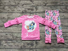 Load image into Gallery viewer, Baby Girls Pink Dogs Ruffle Shirt Legging Clothes Sets
