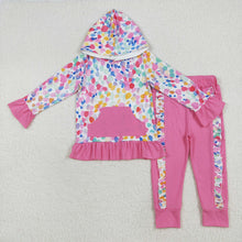 Load image into Gallery viewer, Sibling Baby Girls Long Sleeves Santa Leopard Pockets Hoodies Top Legging Pants Set
