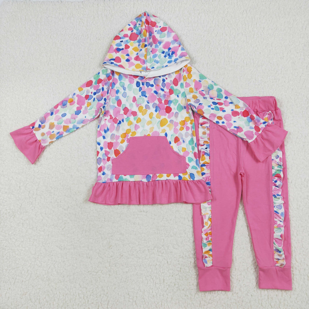 Baby Girls Long Sleeves Colorful Tie Dye Hoodies Pockets Pants Sets