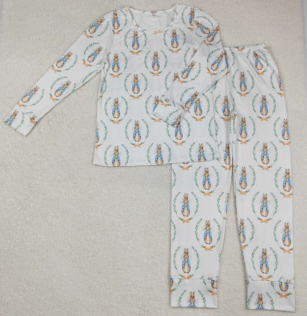 Adult Women Easter Bunny Carrots Tops Pants Pajamas