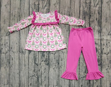 Load image into Gallery viewer, Baby Girls Christmas Trees Bows Tunic Ruffle Pants Outfits Sets
