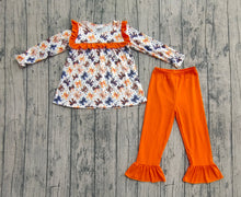 Load image into Gallery viewer, Baby Girls Halloween Colorful Bows Stars Tunic Ruffle Pant Sets
