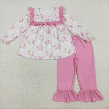Load image into Gallery viewer, Sibling Baby Girls Long Ruffle Sleeves Holly Santa Plaid Tunic Pants Christmas Set
