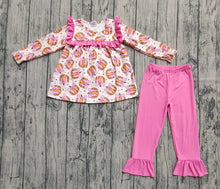 Load image into Gallery viewer, Baby Girls Fall Pink Bows Pumpkins Tunic Ruffle Pants Outfits Sets
