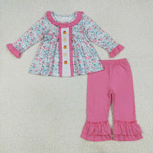 Load image into Gallery viewer, Sibling Embroidery Baby Girls Floral Turkey Pumpkins Rompers Dresses Sets
