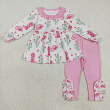 Load image into Gallery viewer, Baby Girls Pink Boots Cactus Tunic Legging Pants Western Set
