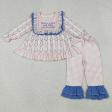 Load image into Gallery viewer, Baby Girls Long Sleeves Pink God Floral Stripe Tunic Ruffle Pants Set
