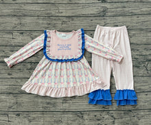 Load image into Gallery viewer, Baby Girls Long Sleeves Pink God Floral Stripe Tunic Ruffle Pants Set
