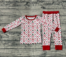 Load image into Gallery viewer, Baby Girls Christmas Bows Gingerbread Plaid Top Pant Pajamas Sets
