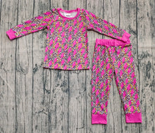 Load image into Gallery viewer, Baby Girls Long Sleeves Pink Lightning Leopard Top Pant Pajamas Sets
