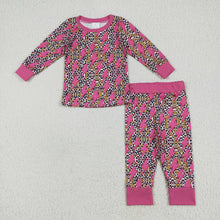 Load image into Gallery viewer, Sibling Baby Girls Western Pink Lightning Leopard Rompers Pajamas
