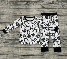 Load image into Gallery viewer, Baby Girls Long Sleeves Black Bows Top Pant Pajamas Sets
