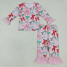 Load image into Gallery viewer, Sibling Baby Girls Pink Colorful Bows Rompers Pajamas Sets
