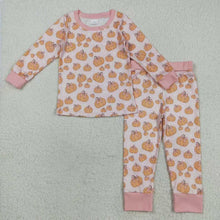 Load image into Gallery viewer, Sibling Baby Girls Pink Bows Pumpkins Rompers Pajamas Sets

