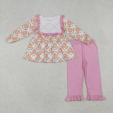 Load image into Gallery viewer, Baby Girls Fall Pumpkins Bows Plaid Tunic Flame Pants Sets
