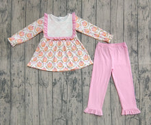 Load image into Gallery viewer, Baby Girls Fall Pumpkins Bows Plaid Tunic Flame Pants Sets
