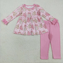 Load image into Gallery viewer, Baby Girls Pink Christmas Trees Bows Tunic Legging Pant Clothes Set
