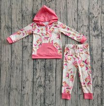 Load image into Gallery viewer, Baby Girls Pink Christmas Santa Button Hoodies Pockets Pant Sets
