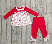 Load image into Gallery viewer, Baby Girls Red Christmas Santa Stripes Tunic Ruffle Legging Pants Sets
