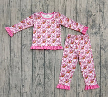 Load image into Gallery viewer, Baby Girls Pink Bows Footballs Top Pant Team Pajamas Set
