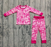 Load image into Gallery viewer, Baby Girls Hot Pink Bows Plaid Top Pant Pajamas Set
