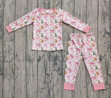 Load image into Gallery viewer, Baby Girls Pink Christmas Trees Gingerbread Top Pants Pajamas Sets
