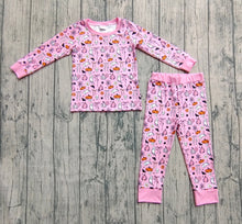 Load image into Gallery viewer, Baby Girls Halloween Pink Ghost Pumpkins Top Pant Pajamas Sets

