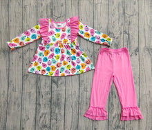 Load image into Gallery viewer, Baby Girls Halloween Colorful Ghost Pumpkins Top Ruffle Pants Sets
