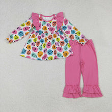 Load image into Gallery viewer, Baby Girls Halloween Colorful Ghost Pumpkins Top Ruffle Pants Sets
