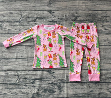 Load image into Gallery viewer, Baby Girls Christmas Face Trees Gifts Top Pants Pajamas Sets
