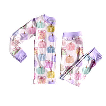 Load image into Gallery viewer, Baby Girls Colorful Bows Pumpkins Top Pant Fall Pajamas Set
