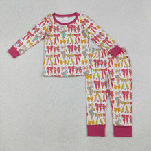 Load image into Gallery viewer, Baby Girls Pink Bows Stars Top Pant Pajamas Sets
