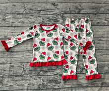 Load image into Gallery viewer, Baby Girls Christmas Green Face Flowers Top Pants Pajamas Set
