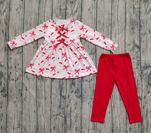 Load image into Gallery viewer, Baby Girls Red Bows Santa Button Tunic Legging Pant Christmas Clothes Set
