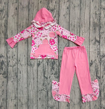 Load image into Gallery viewer, Baby Girls Pink Merry Christmas Pocket Hoodie Top Ruffle Pants Sets
