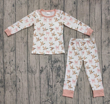 Load image into Gallery viewer, Baby Girls Ducks Bows Plaid Top Pants Pajamas Set
