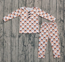 Load image into Gallery viewer, Baby Girls Bows Pumpkins Button Top Pants Fall Pajamas Sets
