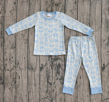 Load image into Gallery viewer, Baby Girls Light Blue Bows Top Pants Pajamas Sets
