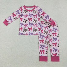 Load image into Gallery viewer, Baby Girls Colorful Bows Top Pants Fall Pajamas Sets

