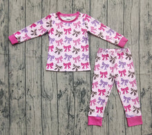 Load image into Gallery viewer, Baby Girls Colorful Bows Top Pants Fall Pajamas Sets
