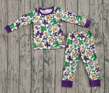 Load image into Gallery viewer, Baby Girls Mardigras Bows Masks Top Pants Pajamas Sets
