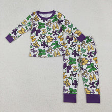 Load image into Gallery viewer, Sibling Baby Girls Mardigras Bows Plaid Pants Pajamas Sets Ruffle Knee Length Dresses
